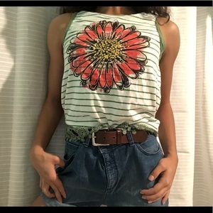 Striped flower tank top